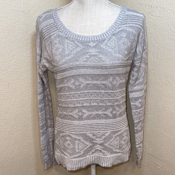 Pink Rose Grey Knit Sweater - Picture 3 of 10